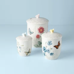 Lenox Butterfly Meadow 3-Piece Canister Set - Elegant Kitchen Storage