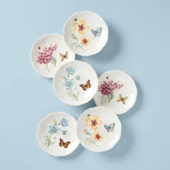 Lenox Butterfly Meadow 6-Piece Tidbit Plate Set | Elegant Dinnerware for Any Occasion