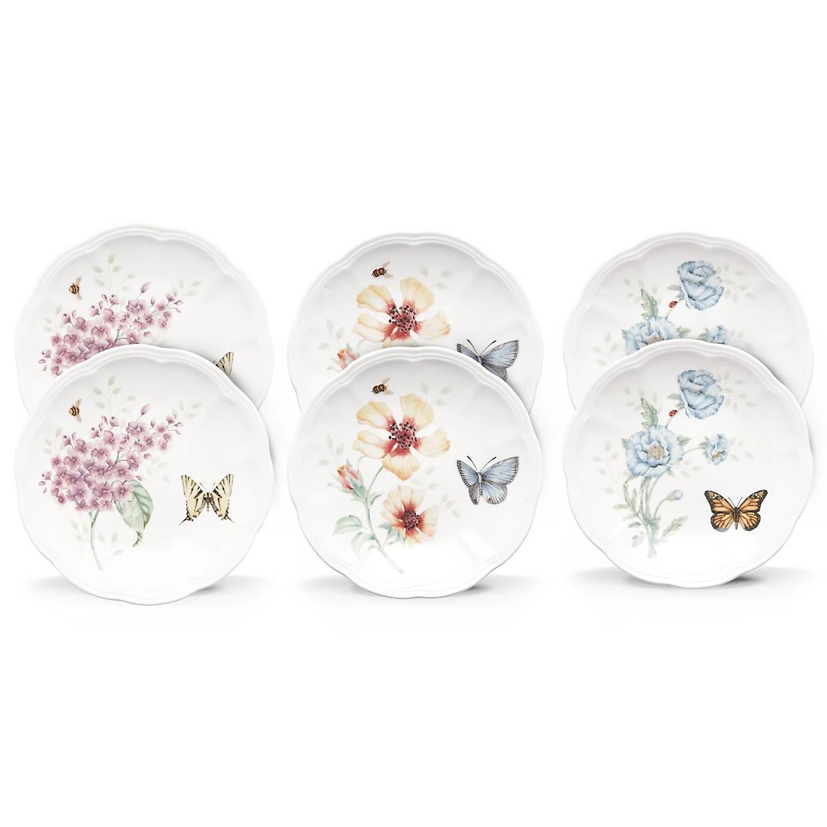Lenox Butterfly Meadow 6-Piece Tidbit Plate Set | Elegant Dinnerware for Any Occasion 6 Lenox Butterfly Meadow 6-Piece Tidbit Plate Set | Elegant Dinnerware for Any Occasion - Image 4
