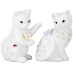 Lenox Butterfly Meadow Figural Kitten Salt and Pepper Shakers - Elegant Kitchen Décor