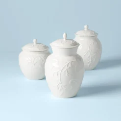 Lenox Opal Innocence Carved™ 3-Piece Canister Set - Elegant Kitchen Storage