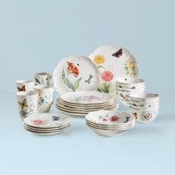 Lenox Butterfly Meadow 28-Piece Dinnerware Set - Elegant & Durable Dinnerware for Everyday Use