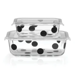 Kate Spade Deco Dot 2pc Rectangular Food Storage Set - Stylish Kitchen Essentials