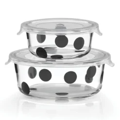 Kate Spade Deco Dot™ 2-Piece Round Food Storage Set | Stylish Kitchen Essentials