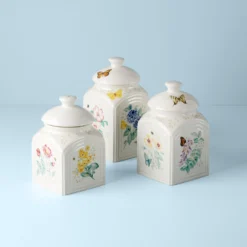 Lenox Butterfly Meadow Kitchen 3-Piece Canister Set - Elegant Food Storage Solution