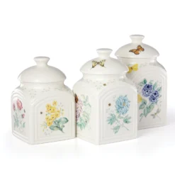 Lenox Butterfly Meadow Kitchen 3-Piece Canister Set - Elegant Food Storage Solution -lenox Sales Store 888255 wHR
