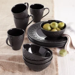 Lenox Chelse Muse Fleur Matte Black 4-Piece Bowl Set | Elegant Dinnerware -lenox Sales Store 888917 w14