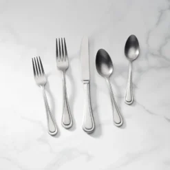 Lenox Textured Neutrals 20-Piece Flatware Set - Modern Stainless Steel Cutlery
