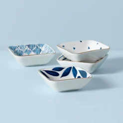 Lenox Blue Bay 4-Piece Stacking Dip Bowl Set - Elegant Dinnerware for Entertaining
