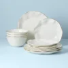Lenox Blue Bay White 12-Piece Dinnerware Set - Elegant Porcelain Dinnerware for Everyday Dining