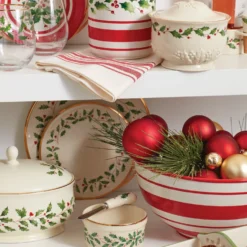 Lenox Holiday Handpaint Stripe Mixing Bowl - Elegant Kitchenware for Baking & Serving -lenox Sales Store 890773 w11