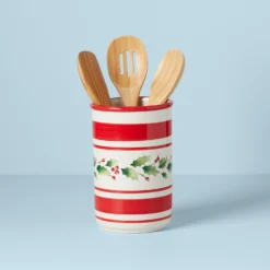 Lenox Holiday Handpaint Stripe Utensil Crock Set - Premium Kitchen Storage Solution