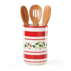 Lenox Holiday Handpaint Stripe Utensil Crock Set - Premium Kitchen Storage Solution -lenox Sales Store 890775 wHR
