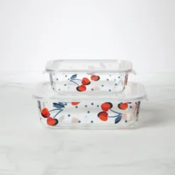 Kate Spade Vintage Cherry Dot 2-Piece Rectangular Storage Set | Stylish Kitchen Organizer