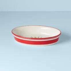 Lenox Holiday Handpaint Stripe Oval Dish - Elegant Kitchen Serveware