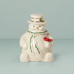 Lenox Happy Holly Days Snowman Cookie Jar - Festive Kitchen Decor