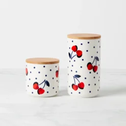 Kate Spade Vintage Cherry Dot 2-Piece Kitchen Canister Set - Stylish Storage Solution