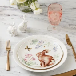 Lenox Butterfly Meadow Bunny 4-Piece Accent Plate Set - Elegant Dinnerware for Spring Table Settings -lenox Sales Store 893465 w13