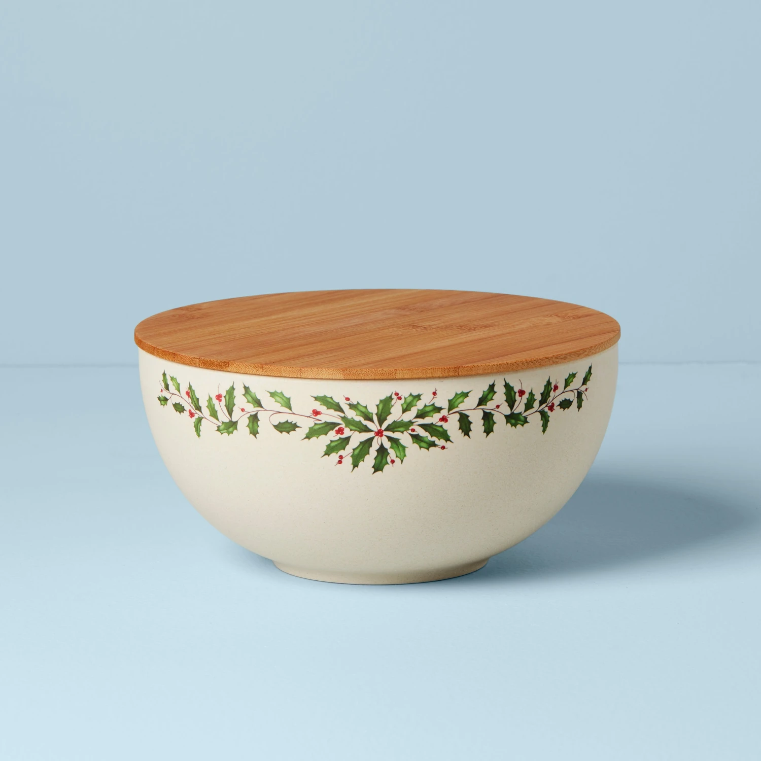 Lenox Holiday Bamboo Serving Bowl With Lid - Elegant Kitchen Servingware 3 Lenox Holiday Bamboo Serving Bowl With Lid - Elegant Kitchen Servingware