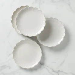 Lenox French Perle Scallop 4-Piece Accent Plate Set - Elegant Dinnerware