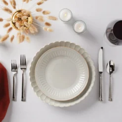 Lenox French Perle Scallop 4-Piece Dinner Plate Set - Elegant Dinnerware -lenox Sales Store 893547 w12