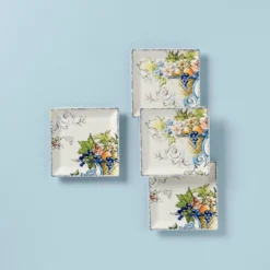 Lenox Autumn Studio 4-Piece Square Party Plate Set - Elegant Dinnerware for Stylish Entertaining