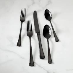 Lenox Portola Black 20-Piece Flatware Set - Elegant Stainless Steel Flatware for Everyday Dining
