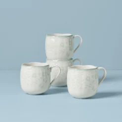 Lenox Butterfly Meadow Cottage 4-Piece Mugs - Elegant Dinnerware Set