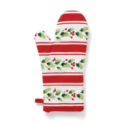 Lenox Holiday Handpaint Stripe Oven Mitt - Festive Kitchen Essential
