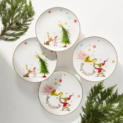 Lenox Merry Grinchmas Assorted Accent Plates, Set of 4 - Festive Dinnerware for Holidays -lenox Sales Store 894166 LHOL 22 FEA 1