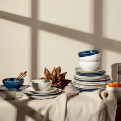 Lenox Bay Colors 12-Piece Dinnerware Set - Stylish & Durable Dinner Plates, Bowls, Mugs -lenox Sales Store 894888 894887 884889 LNP F22 FEA 1